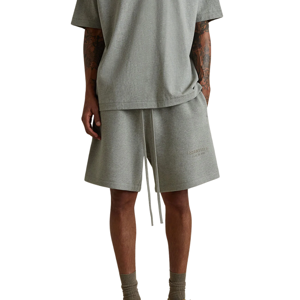 Fear of God ESSENTIALS Concrete Heather Soccer Fleece Sweat Shorts